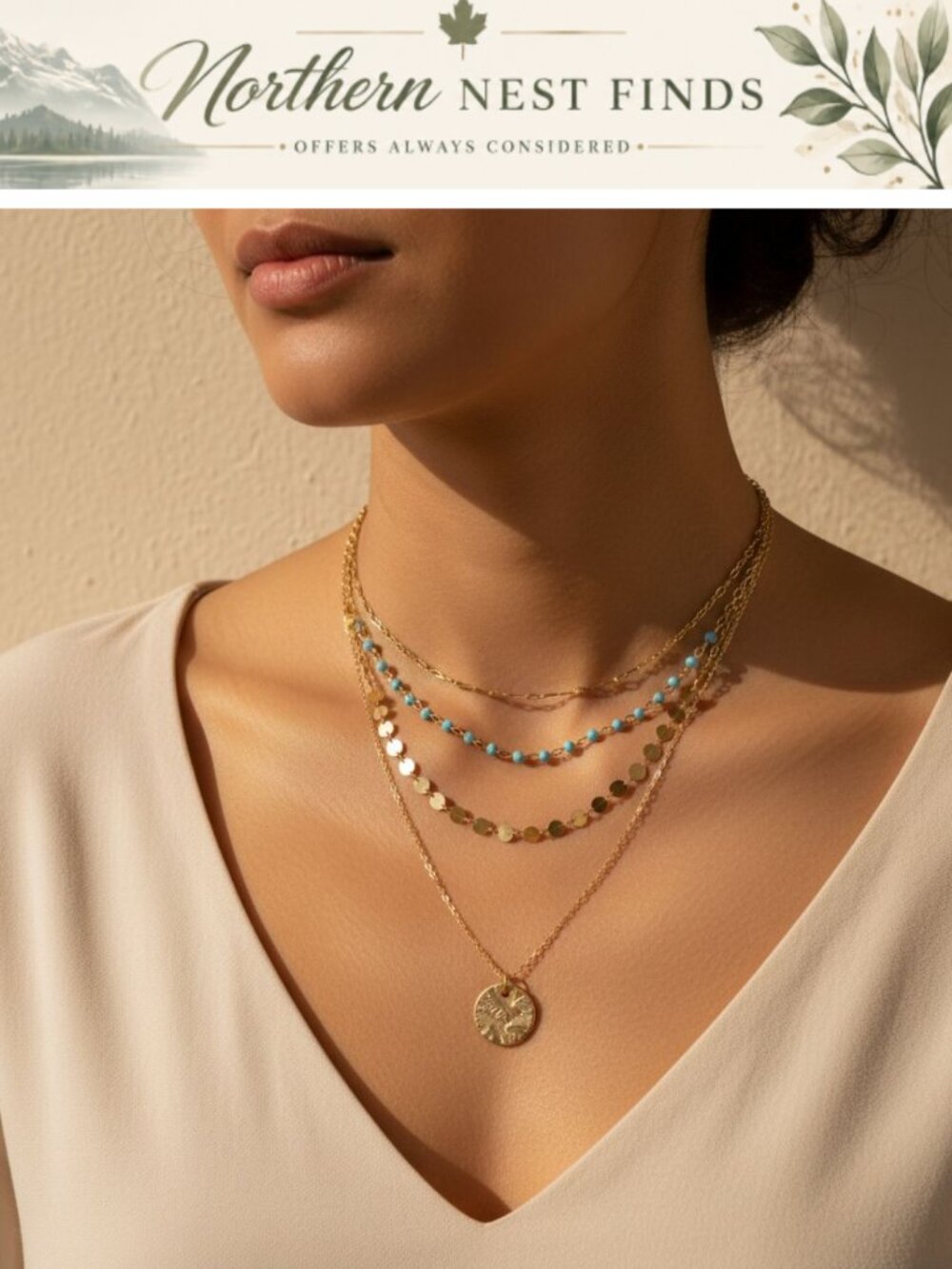 Boho Layered Turquoise Beaded Necklace Western Jewelry for Women